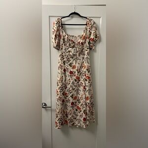 Cider Ivory Floral Fruit Midi Dress